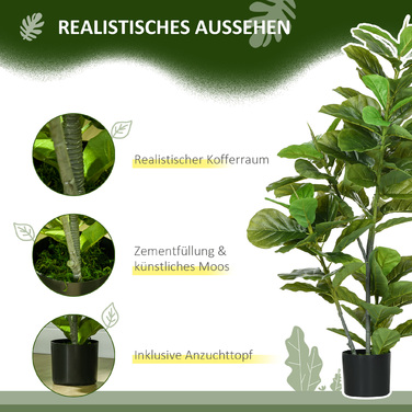 Штучна фікус, 110 см заввишки з 90 листками та горщиком для вітальні