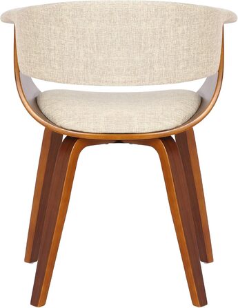 Стільці для їдальні CLP Bruce з тканинним покриттям, дерев'яним каркасом, чорного кольору для їдальні або кухні | Крісло витримує до 150 кг, колір: Кремовий, колір каркасу: горіх (горіх)