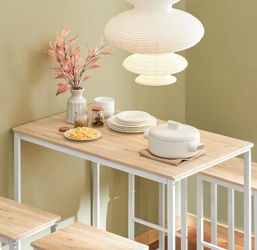 Стільниця SoBuy з 4 стільцями: кухонний/барний стіл для кухні, їдальні, маленьких кімнат. Компактний набір, білий, 100x60x96 см, висота стільця 67 см. OGT15-WN