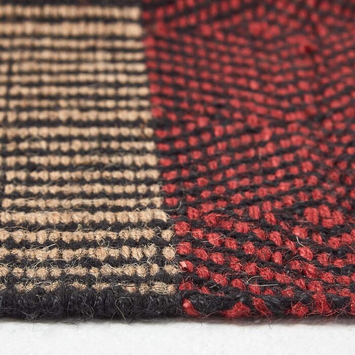 Килимок з натурального волокна килимок для кухні см 100 джут килимок для кухні червоний синій бежевий геометричний візерунок ромб смугастий (120 х 180)