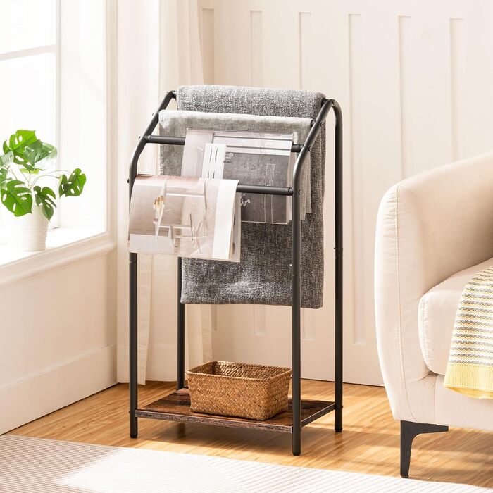 Підставка для рушників HOOBRO, стояча, велика, з 4 перекладинами, 41,5 x 28,5 x 79,5 см, вішалка для одягу, рушників, ковдр, економна, стабільна, в індустріальному стилі