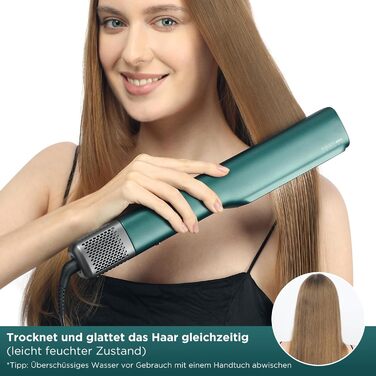 Випрямляч для волосся PARWIN PRO BEAUTY іонний, повітряний, для середнього та довгого волосся (35-75 см), 1200 Вт, темно-зелений