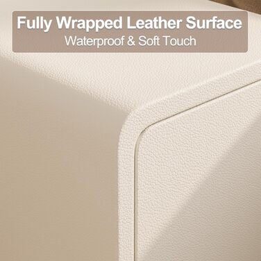 Нічний столик AQIMUELE, білий, з 2 шухлядами, 30 см, без встановлення, шкіряна поверхня