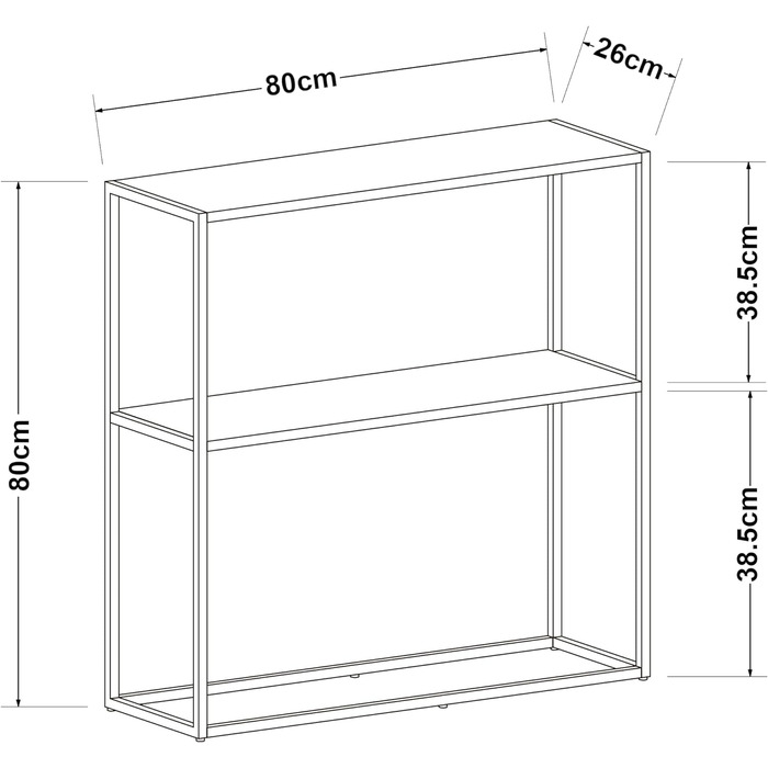 Консольний стіл Strmstad з полицею Металевий каркас Стіл для передпокою Журнальний столик 80x80x26см для вітальні та спальні Офіс Чорний, матовий чорний, матовий 2 полиці