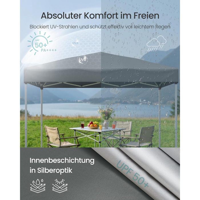 Павільйон SONGMICS 3x3 м, садовий, для відпочинку, захист від сонця та дощу, портативний, сірий GCT102GZ01