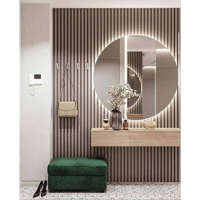 Круглий дзеркало Ramix з LED підсвічуванням, настінний, для ванної кімнати, 50 см, тепле біле світло