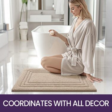 Килимок для ванної кімнати DEXI, м'який, нековзний, пральний, 50 x 80 см, бежевий