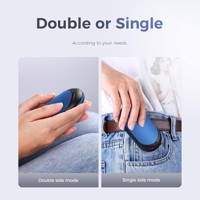 Електричний кишеньковий гріє OCOOPA з 5 рівнями нагріву та до 10 годин роботи, 5200 mAh, синій