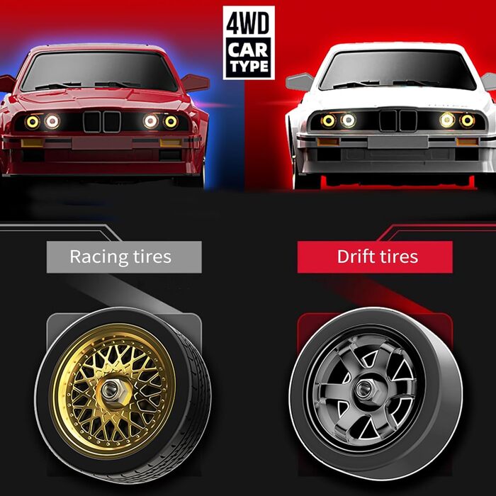 RC Дрифт-кар Drift Auto 1:16, 2.4 GHz, 30 км/год, 4WD, LED підсвічування, червоний, з акумулятором