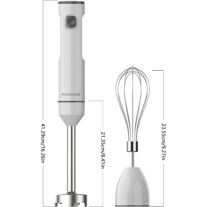 Акумуляторний ручний блендер POYOCOM з TYPE-C, вінчик для смузі, коктейлів, хумусу, дитячого харчування, супів