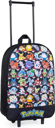 Валіза Pokemon Kids, складний візок 39x27см, 10.5л, 2 колеса, висувна ручка (чорний AOP)