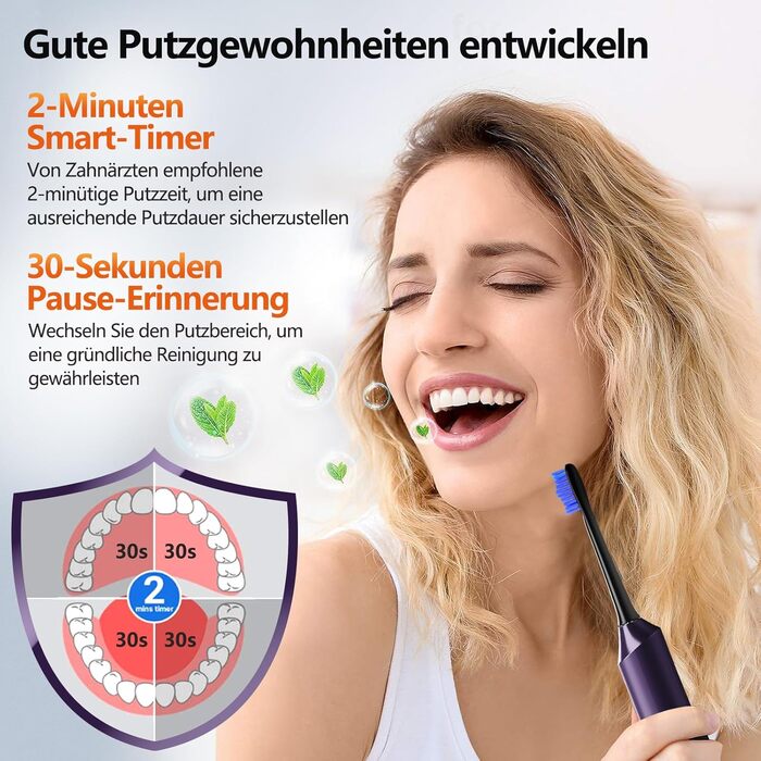 Електрична звукова зубна щітка Ritter Lila з 5 режимами, таймером та акумулятором на 90 днів