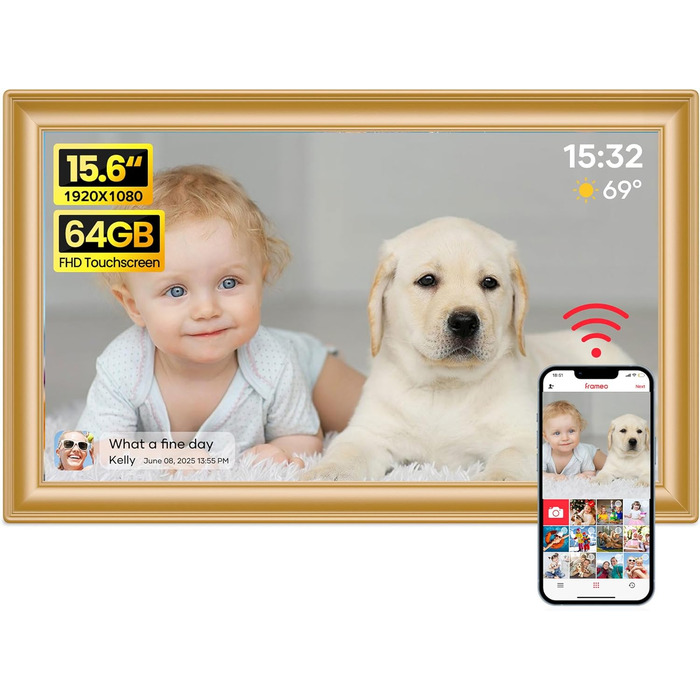 Цифровий фоторамка Frameo 10.1 дюйми, IPS, HD 1280x800, 32GB, Wi-Fi, автоповорот, Frameo App