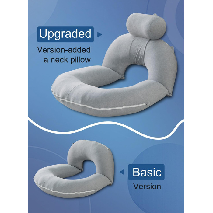 Підкова для читання INSEN: спинка для сидіння в ліжку, для читання, відпочинку, мам та дітей. Охолоджуюча підкова сірого кольору з охолоджуючими смугами