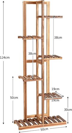 Окремо стояча полиця для квітів COSTWAY, багаторівневі дерев'яні сходи для квітів (6 ярусів/коричневий)