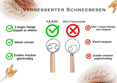 Набір для випікання хліба Yaani: гільзи для бродіння (2 шт.), щітка для тіста, ніж для хліба, 22 см та 25 см