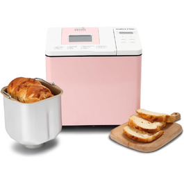 Електрична хлібопічка Swiss Pro - Випікання безглютенового хліба за допомогою цієї хлібопічки - Хлібопічка з 19 функціями - Хліб свіжий - 550 Вт - Нержавіюча сталь (рожевий)