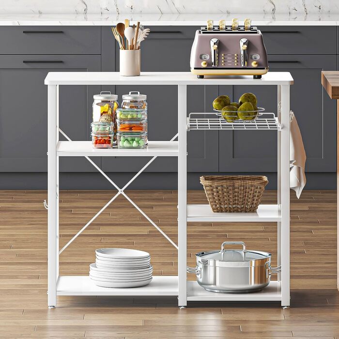 Стелаж кухонний Sogesfurniture з підставкою для мікрохвильової печі, чорний & горіх, 90x40x83 см