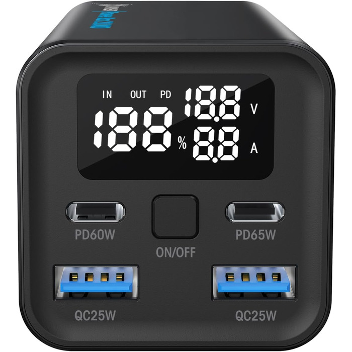 Power Bank XLayer Powerbar 65W 20000mAh з PD, USB-C, швидкою зарядкою та цифровим дисплеєм. Сумісний з MacBook Pro, iPad, iPhone, Surface Go, Steam Deck