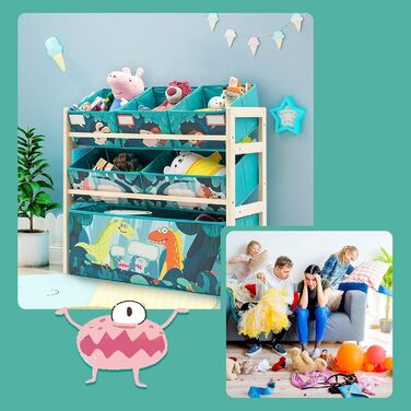 Дерев'яний органайзер для іграшок NUKied | 3-ярусна полиця з коробками | Для дитячої кімнати, школи, садочка