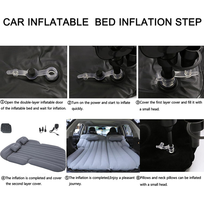 Надувне ліжко Icelus Doppel 204x153x23 см з насосом. Матрац для кемпінгу, подорожей та дому. Сірий колір