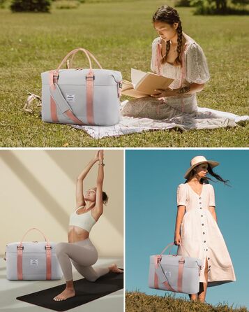 Спортивна сумка LOVEVOOK для жінок: дорожня, для плавання, фітнесу, клініки. 30L, водонепроникна, сіра + рожевий ремінець