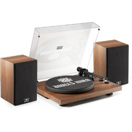 Вініловий програвач Angels Horn Vintage з Bluetooth, Hi-Fi, зовнішніми поличними колонками, вбудованим фонокоректором, двошвидкісний (33/45 об/хв), з картриджем AT-3600L, ремінний привід