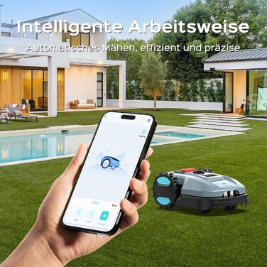 Робот-газонокосарка YARDCARE E400 з шириною скошування 18 см, керуванням через додаток, для газонів до 400 м², сенсором дощу, висотою скошування 20-60 мм, рівнем шуму менше 60 дБ, водозахистом IPX5