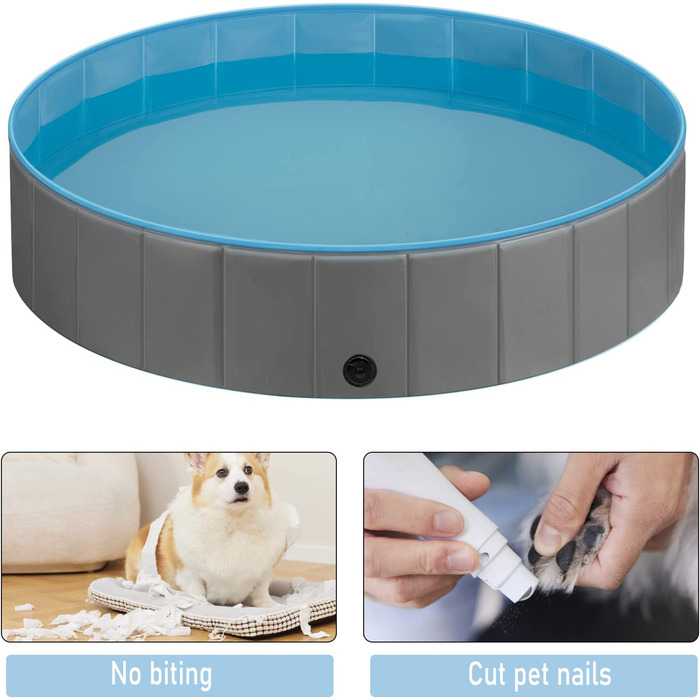 Басейн для собак eugad для великих собак, складаний дитячий басейн для дітей, сірий 160x30 см 160x30 см (1 упаковка) Темно-сірий