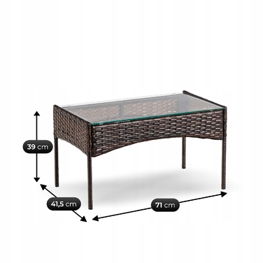 Комплект садових меблів із техноротанга MEBEL ELITE, коричневий, 4 предмети