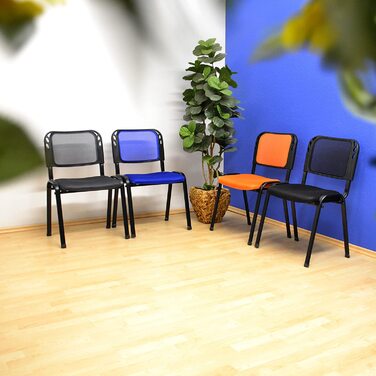 Набір з 8 офісних крісел Nexos Trading для конференцій та відвідувачів, чорні, з м'яким сидінням, стекуються, 52,5 x 45 x 80 см, металевий каркас