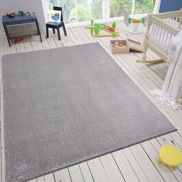 Дитячий килимок VIMODA, що миється нековзний дитячий килимок для хлопчиків і дівчаток, дитячий м'який однотонний візерунок, колір розміри (60x100 см, сірий)