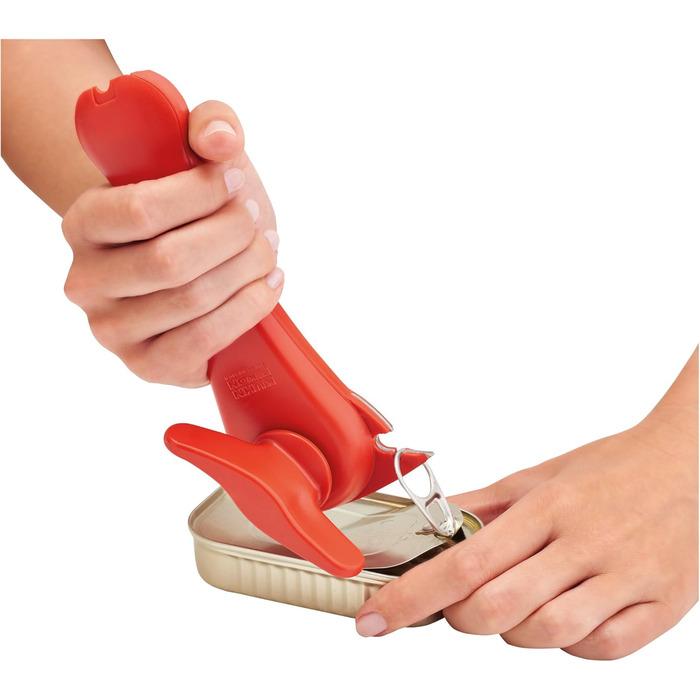 Відкривачка для консерв Kuhn Rikon 5-в-1, чорна: банки, пляшки, кришки, автоматичне захоплення краю, 18 x 9.5 x 6.3 см