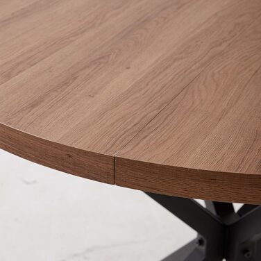 Обідній комплект на 5 персон: круглий стіл 100 см + 4 стільці (голландський флізелін), для кухні, вітальні, балкону, ресторану, офісу (темне дерево + чорний колір)