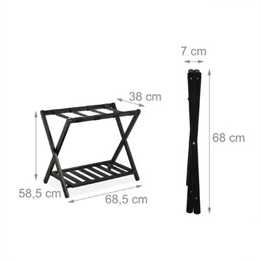 Підставка для валізи з бамбука Relaxdays чорного кольору