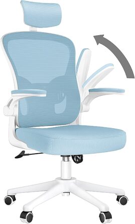 Ергономічне офісне крісло Naspiro з сітчастою спинкою, регульованими підлокітниками, підголівником, поперековою підтримкою, регулюванням висоти, поворотним механізмом 360°