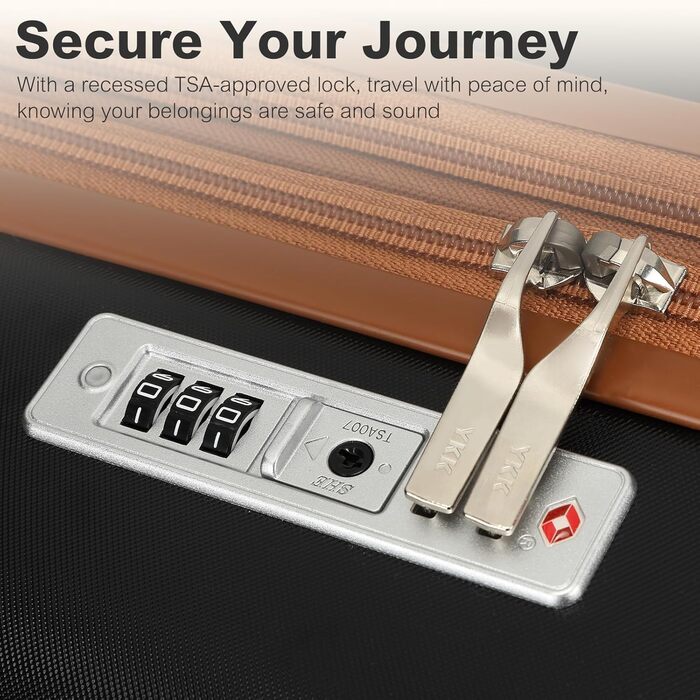 Чемодан-валіза KONO Mittelgroß (середній) з ABS+PC, 4 колеса, TSA-замок (чорний/коричневий, L, 65 см)