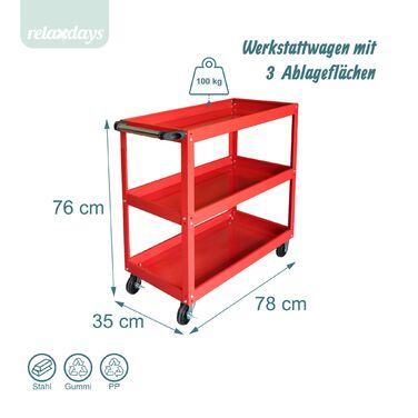 Робочий візок Relaxdays з 3 ящиками