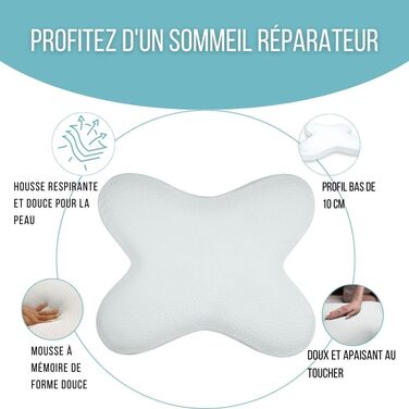 Дитяча подушка Inphysio з Memory Foam: бамбукова тканина, ергономічна підтримка шиї, 50x30x5,5 см (білий - метелик)