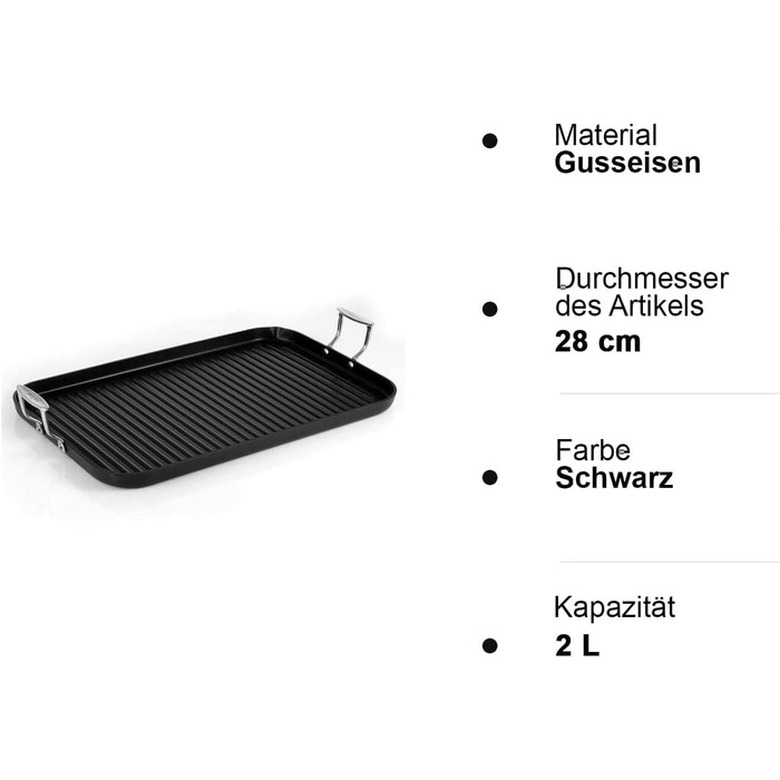 НутріШеф Гриль-плита 56 см – чавунна сковорода-гриль з антипригарним покриттям та жолобками для збору жиру, стійка до високих температур. Підходить для газового гриля, плити, BBQ та приготування їжі в приміщенні.