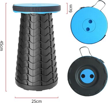 Портативний складаний табурет Baralir, Телескопічний табурет, регульований по висоті, Табурет для кемпінгу або рибальський табурет, Дитячий табурет, Складний табурет Вантажопідйомність 180 кг (синій) Синій