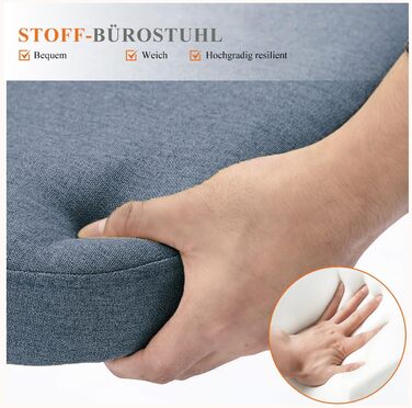 Офісний стілець Refined Living без підлокітників, комп'ютерний стілець на роликах, ергономічний, до 113 кг (Блакитний)