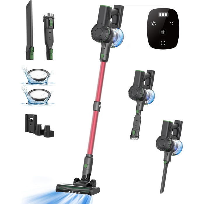 Бездротовий пилосос Vexilar Akku: 60 хв роботи, 45 kPa, 550 Вт, 6-в-1, LED дисплей, для дому та авто, видаляє шерсть тварин