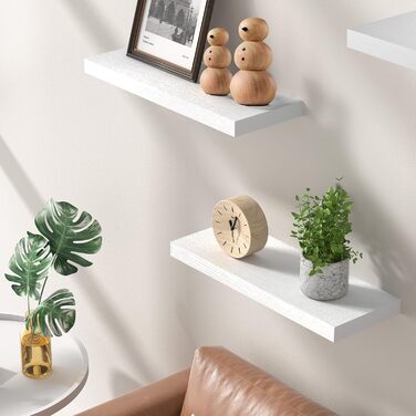 Набір плаваючих полиць Wandregal білі 40 см (3 шт) для спальні, кухні, офісу, вітальні - сучасний декор