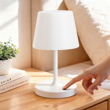 LED настільна лампа бездротова, торшер з торканням, лампа на акумуляторі з регулюванням яскравості та функцією пам'яті, торшер для спальні, кав'ярні, на вулицю (білий)