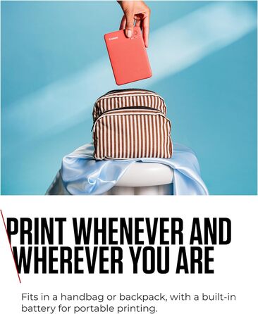 Canon Selphy QX20: Портативний фотопринтер для смартфонів. Друк через Wi-Fi, термосублімація, 2 розміри наклейок, зарядка USB-C. Колір: теракота (без чорнил/паперу)