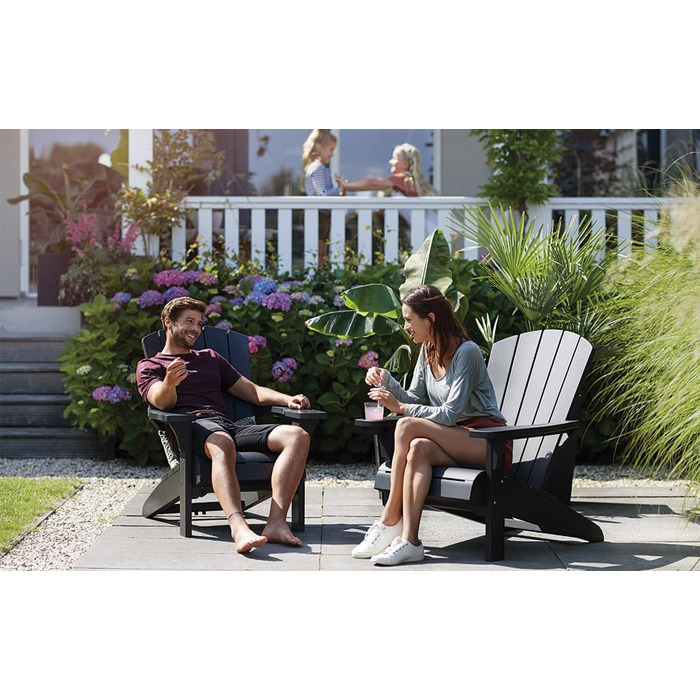 Стілець Keter Adirondack Allibert Troy пластиковий для саду і тераси, антрацит, 93x81x96.5 см, вуличний, стійкий до погодних умов