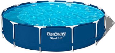 Комплект каркасного басейну Bestway Steel Pro з фільтруючим насосом Ø 396 x 84 см, темно-синій, круглий 396 x 84 см Темно-синій