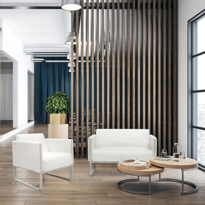 Диван для відпочинку ARUBA, каркас білий сірий, штучна шкіра, 2 місця, білий, hjh OFFICE