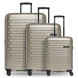 Набір валіз Pactastic 3 шт. з поліпропілену | Розширюваний, з TSA-замком та 4 колесами | Для жінок та чоловіків (Collection 04) Champaign Metallic